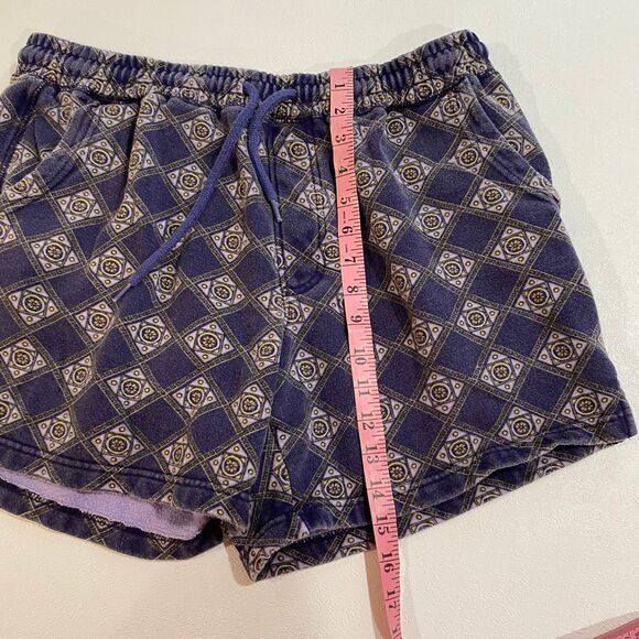 Urban Outfitters Fleece Lined Drawstring Shorts Men’s Size L Purple Geometric Pa - Picture 7 of 8